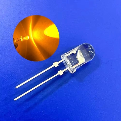 5mm Traffic Yellow Colore 595nm 12000mcd Gold Wire Round Head Pin Con Tappo