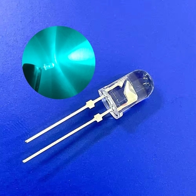 5 mm di luce di allarme stradale di LED diodo 500nm verde bluastro colore 13800mcd short stopper pin