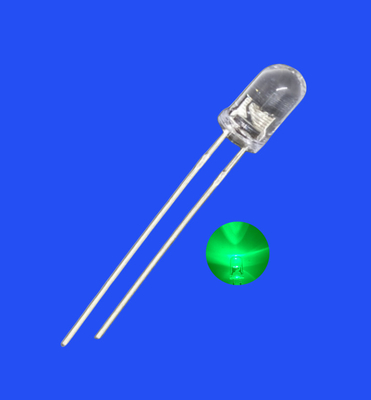 LED lampeggiante 5mm 3.0Hz 1/6 Ciclo di servizio Verde 520nm 7000mcd Rotondo Lenti chiare Dip lampeggiante LED